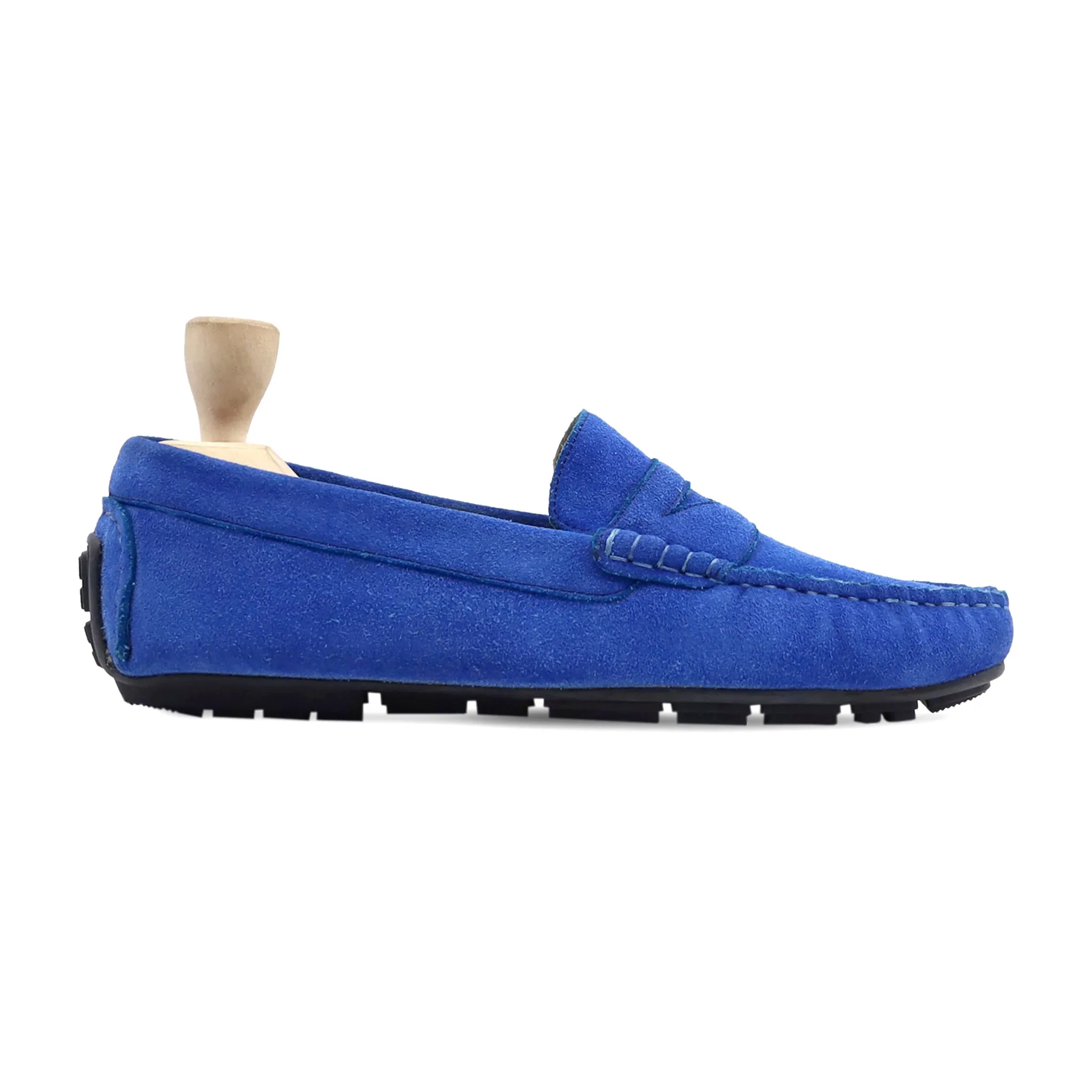 Addie - Men's Blue Kid Suede Driver Shoe