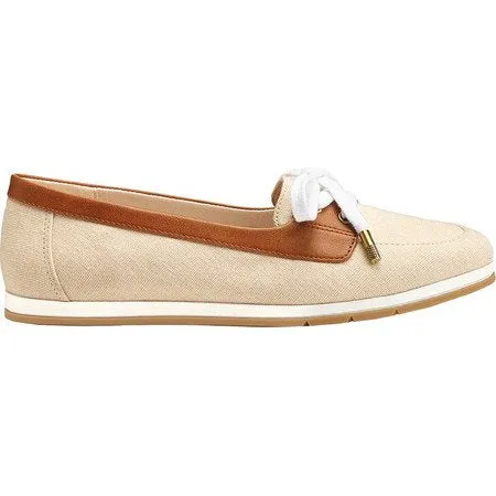 Aerosoles Women's Smart Start Shoe Slip On Lace Detailed Natural Combo Boat Shoe