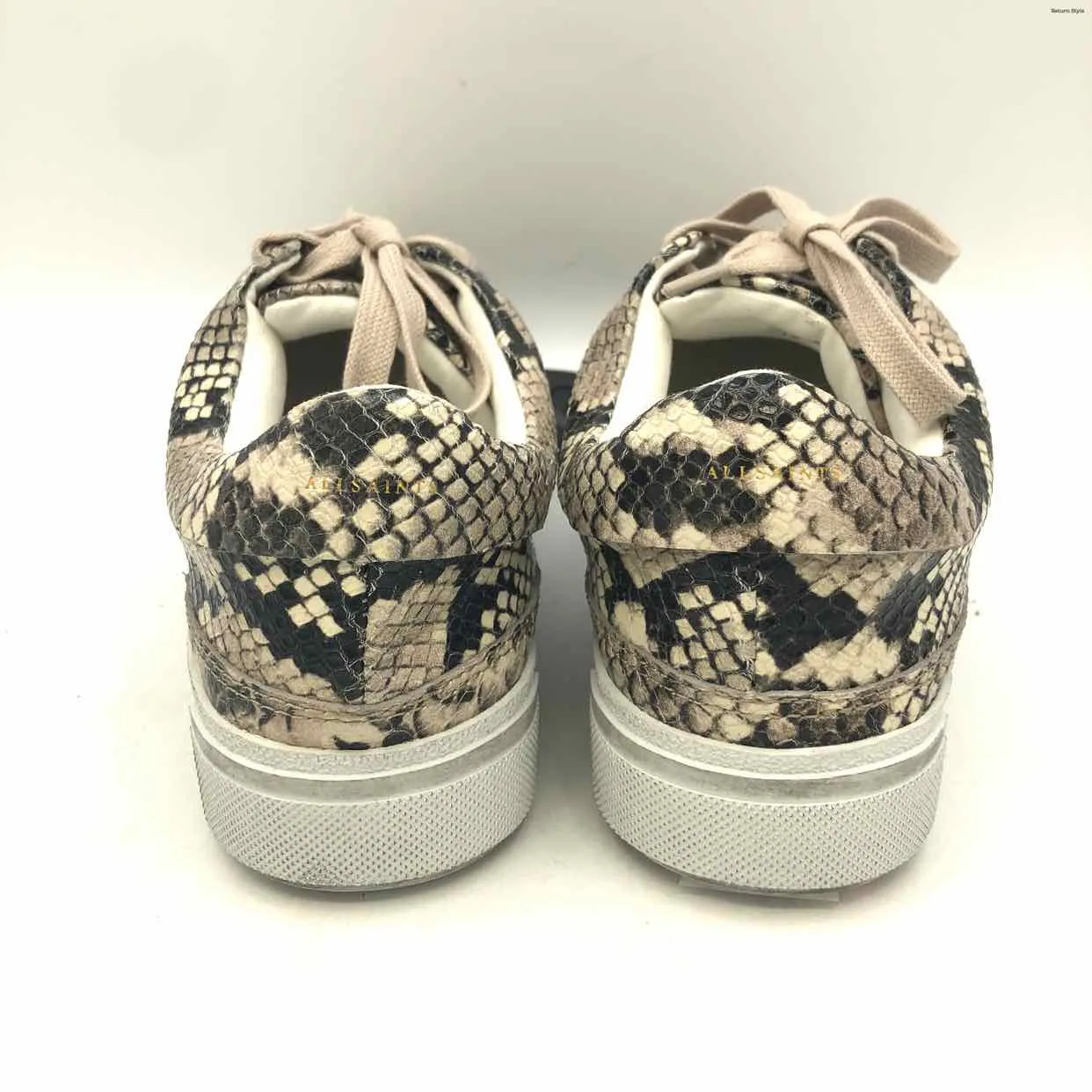 ALL SAINTS Beige Black Heels Reptile Pattern Sneaker Shoes