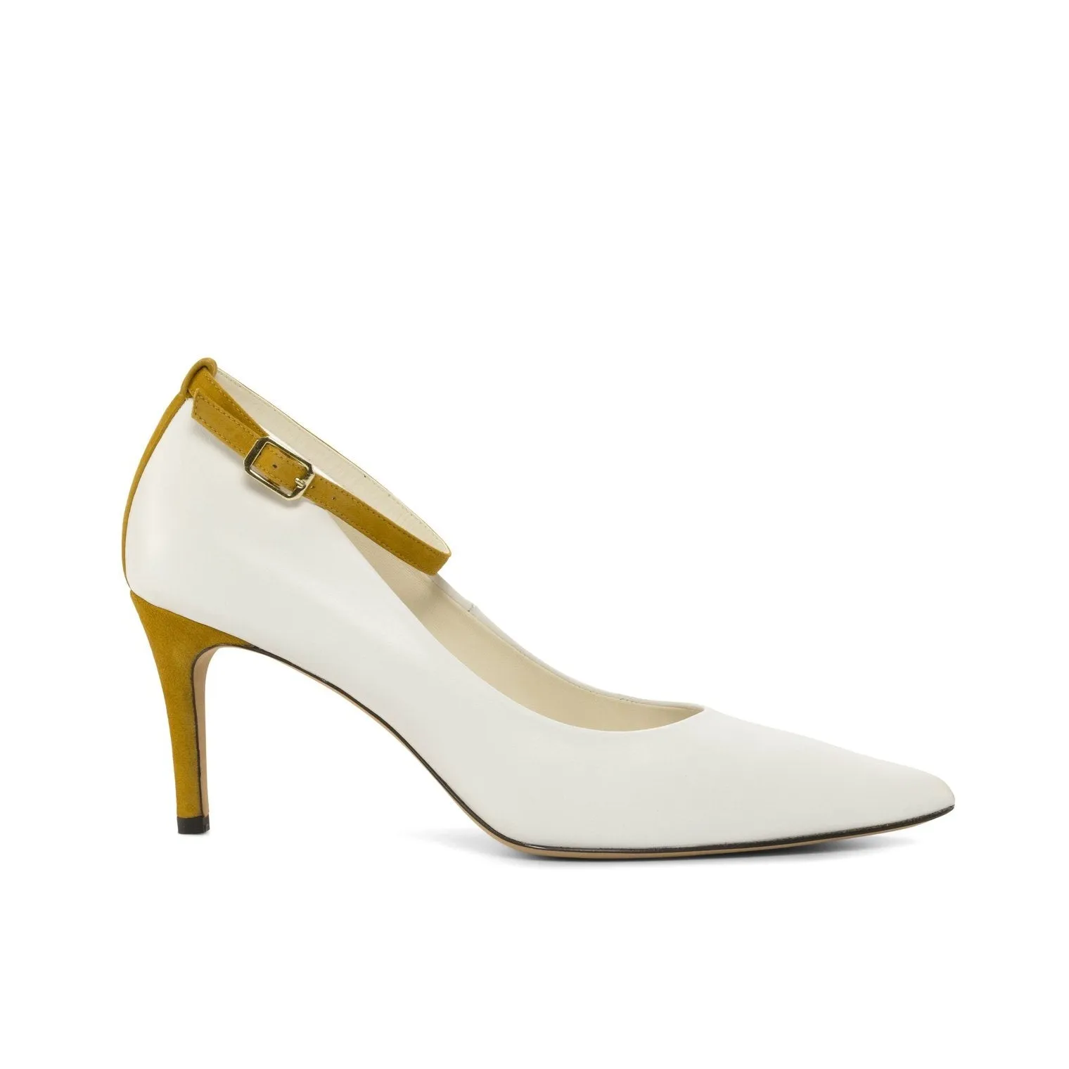 Ambrogio Bespoke Custom Women's Shoes White & Sand Dessert Nappa Kaiser / Italian Suede Leather Florence Pumps (AMBW1120)