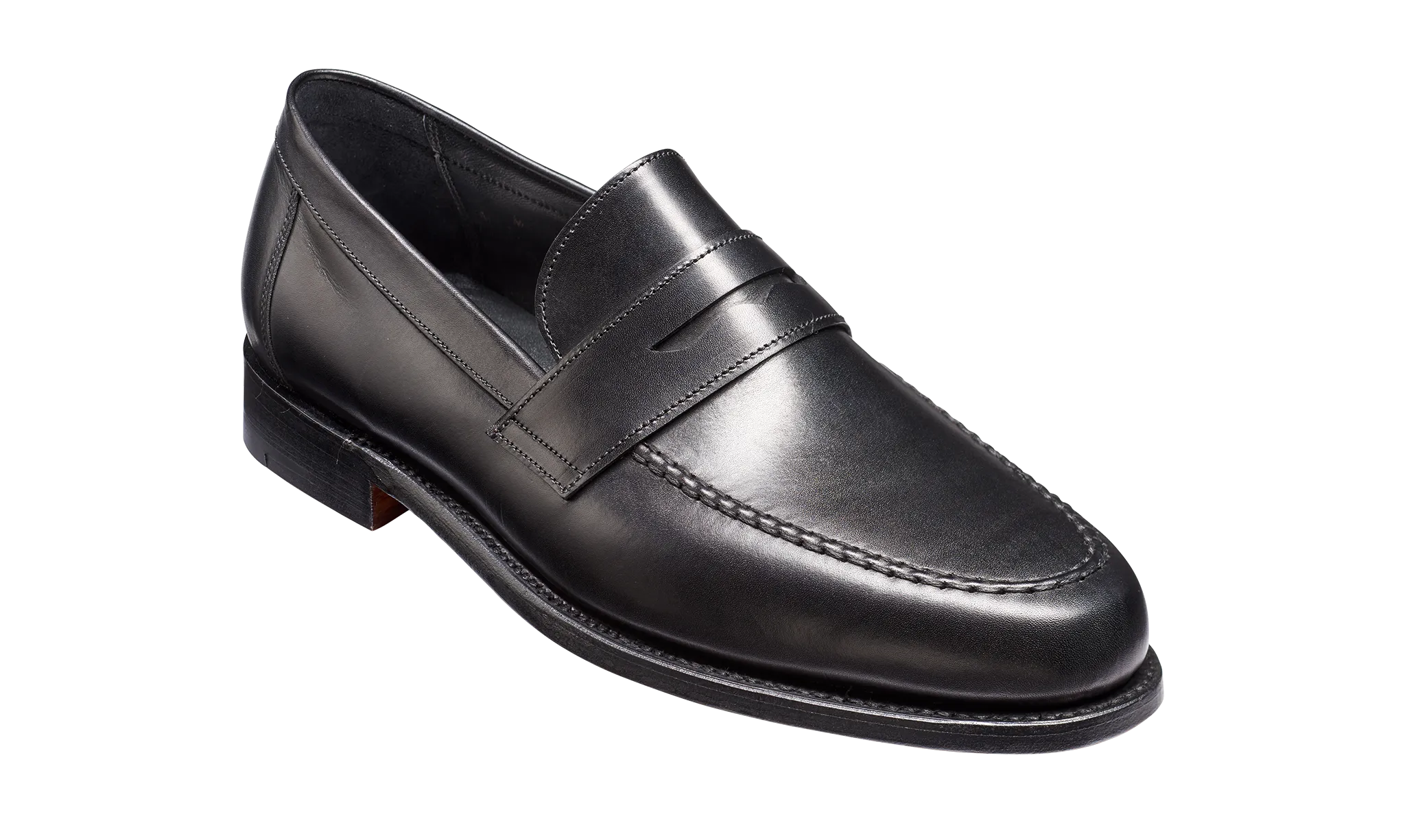 Barker Jevington Leather Loafer Shoes- Black Calf