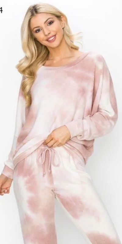 Bianca Blush crew neck casual set