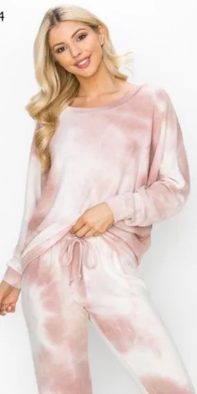 Bianca Blush crew neck casual set