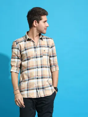 BR Beige casual check full sleeves shirt