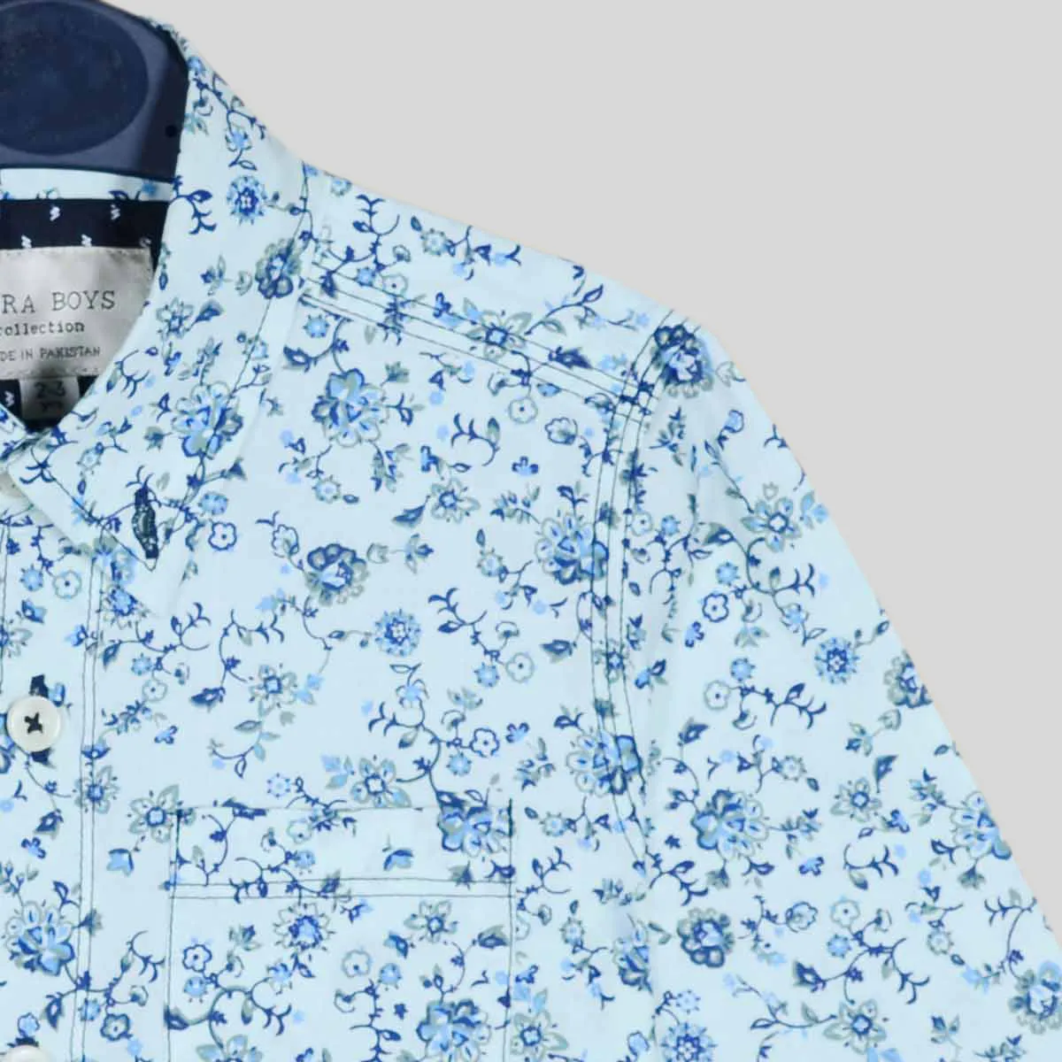 C1217 ZR TURQUOSIE FLOWER BOY CASUAL SHIRT