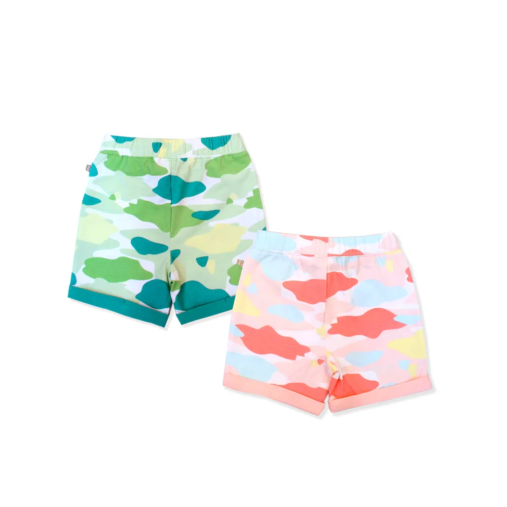 Camo Flash Toddler Casual Shorts 2pc Bundle (Pink/Green)