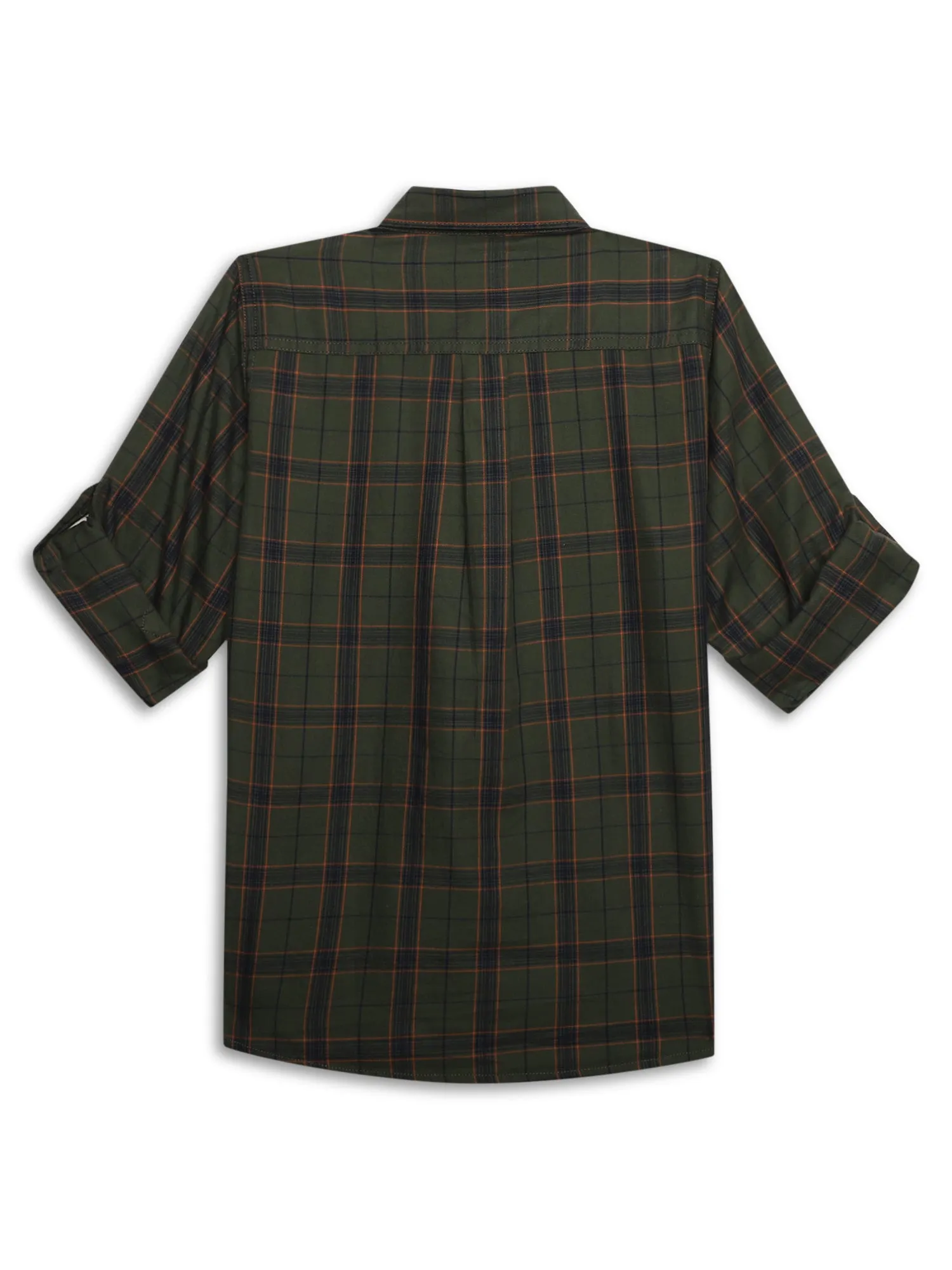 Cantabil Boys Green Checkered Full Sleeves Casual Shirt