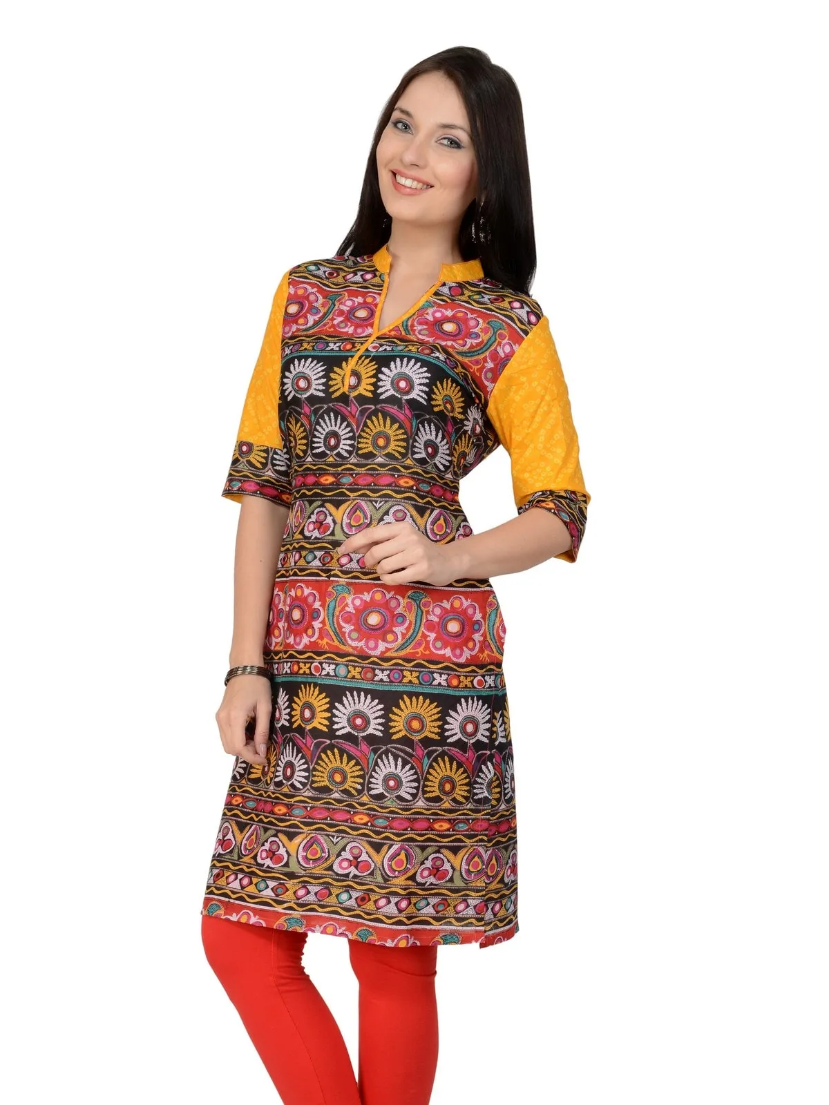 Casual 3/4 Sleeve Printed  Kurti