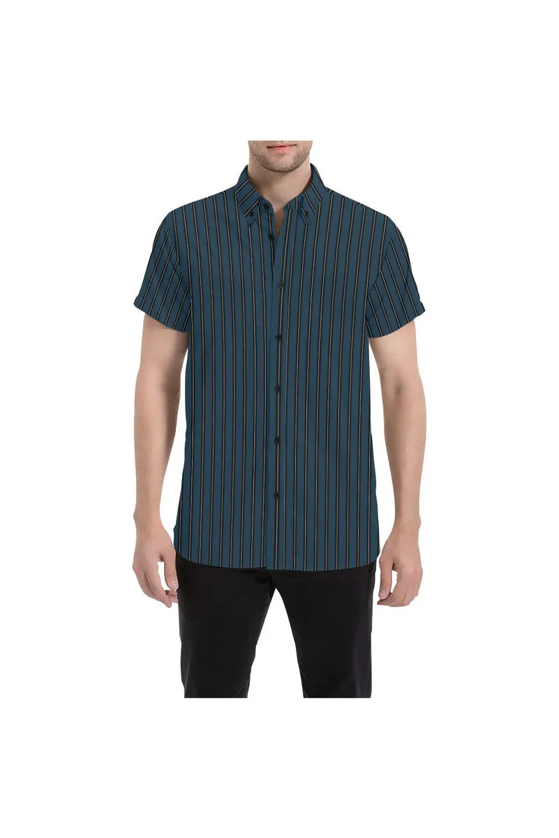 Casual Stripes Men's All Over Print Short Sleeve Shirt