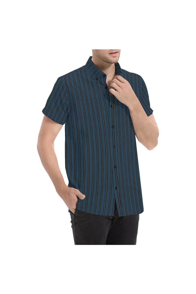 Casual Stripes Men's All Over Print Short Sleeve Shirt