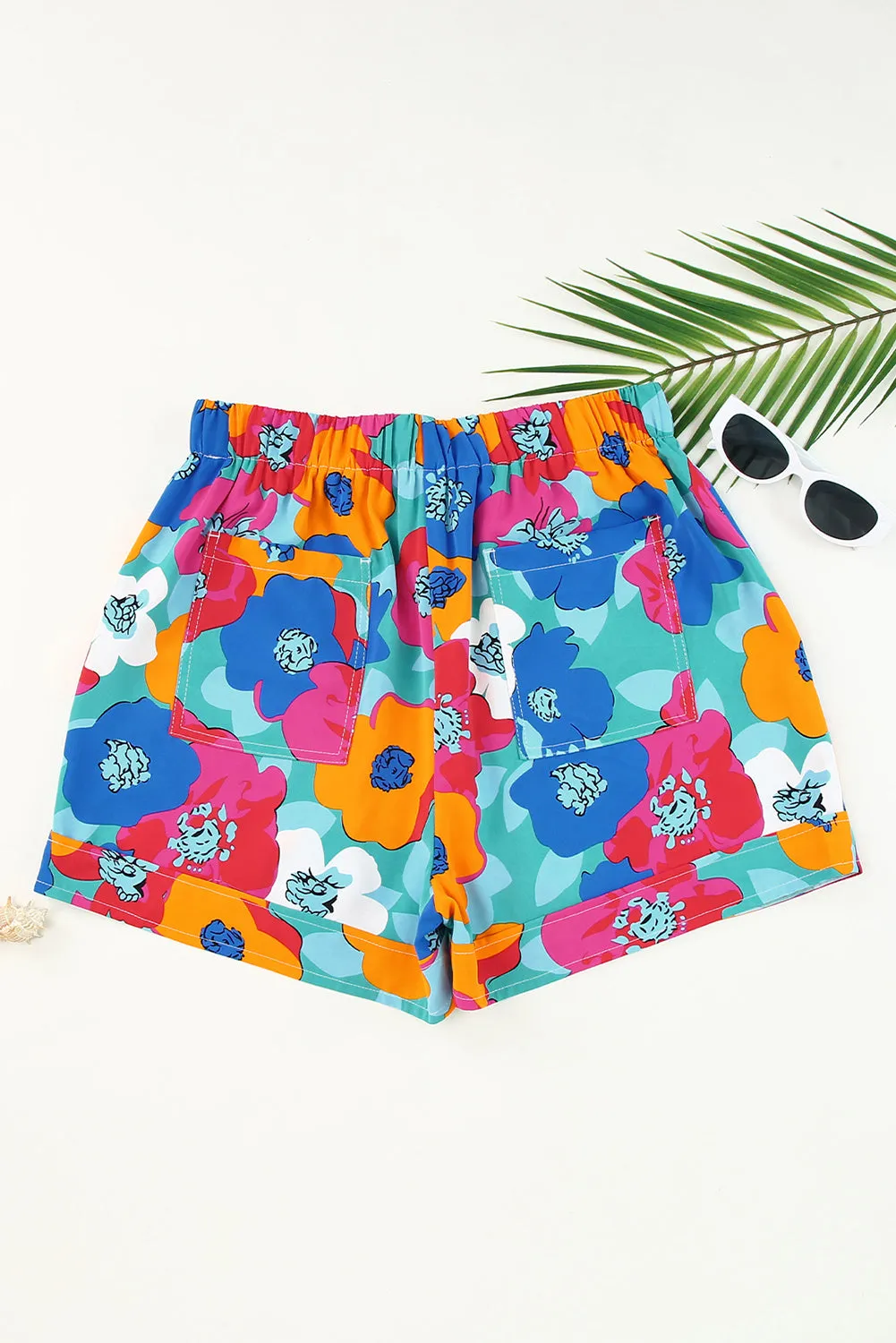 Floral Print Drawstring Elastic Waist Casual Shorts