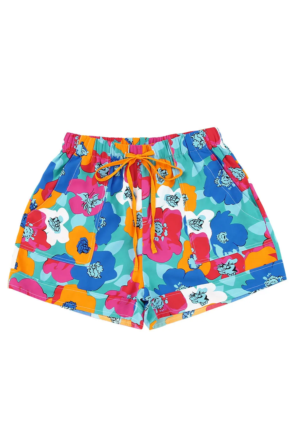 Floral Print Drawstring Elastic Waist Casual Shorts