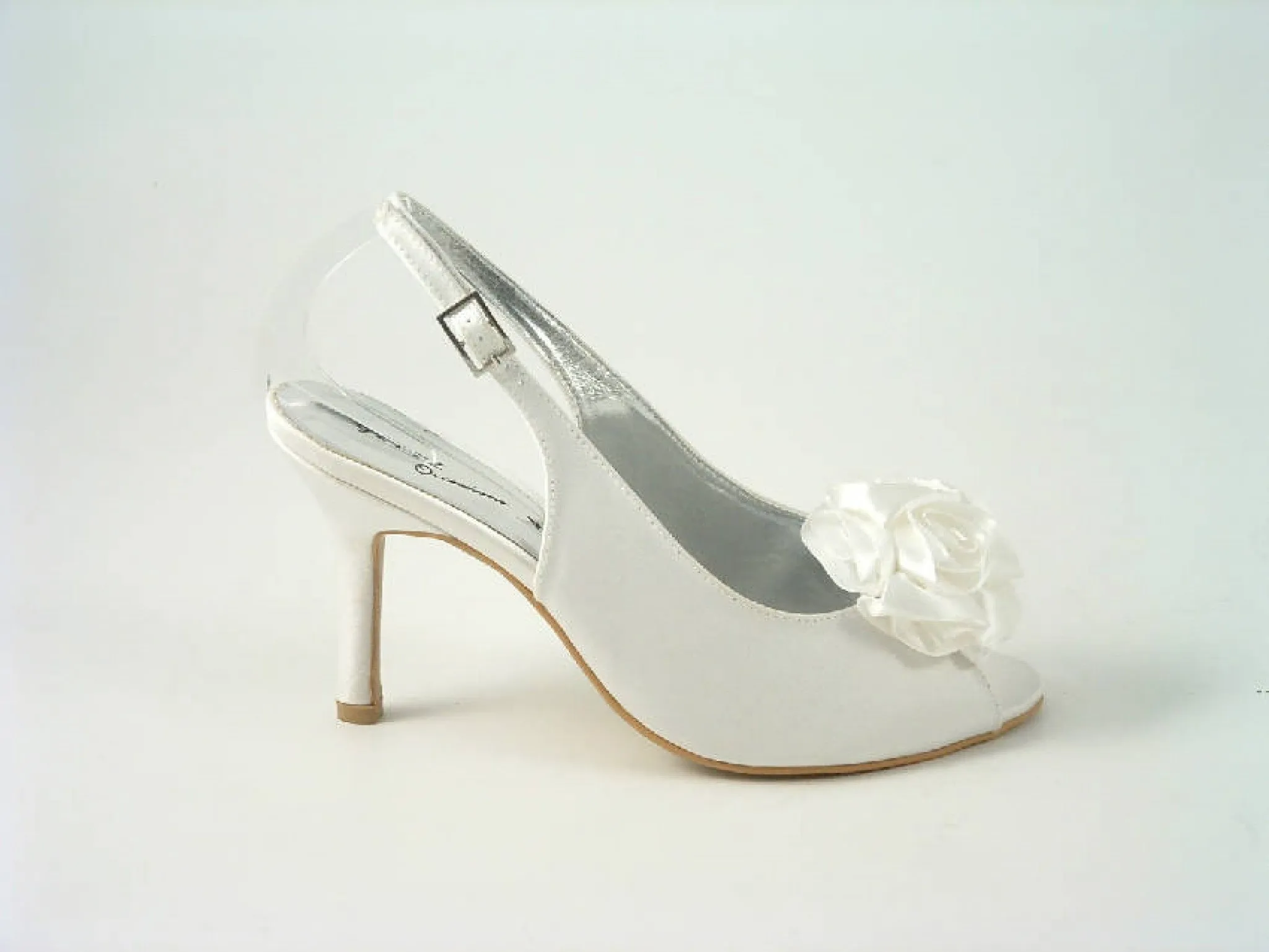 Glitz Shoes Occasions Ivory Satin Peep Toe Slingback