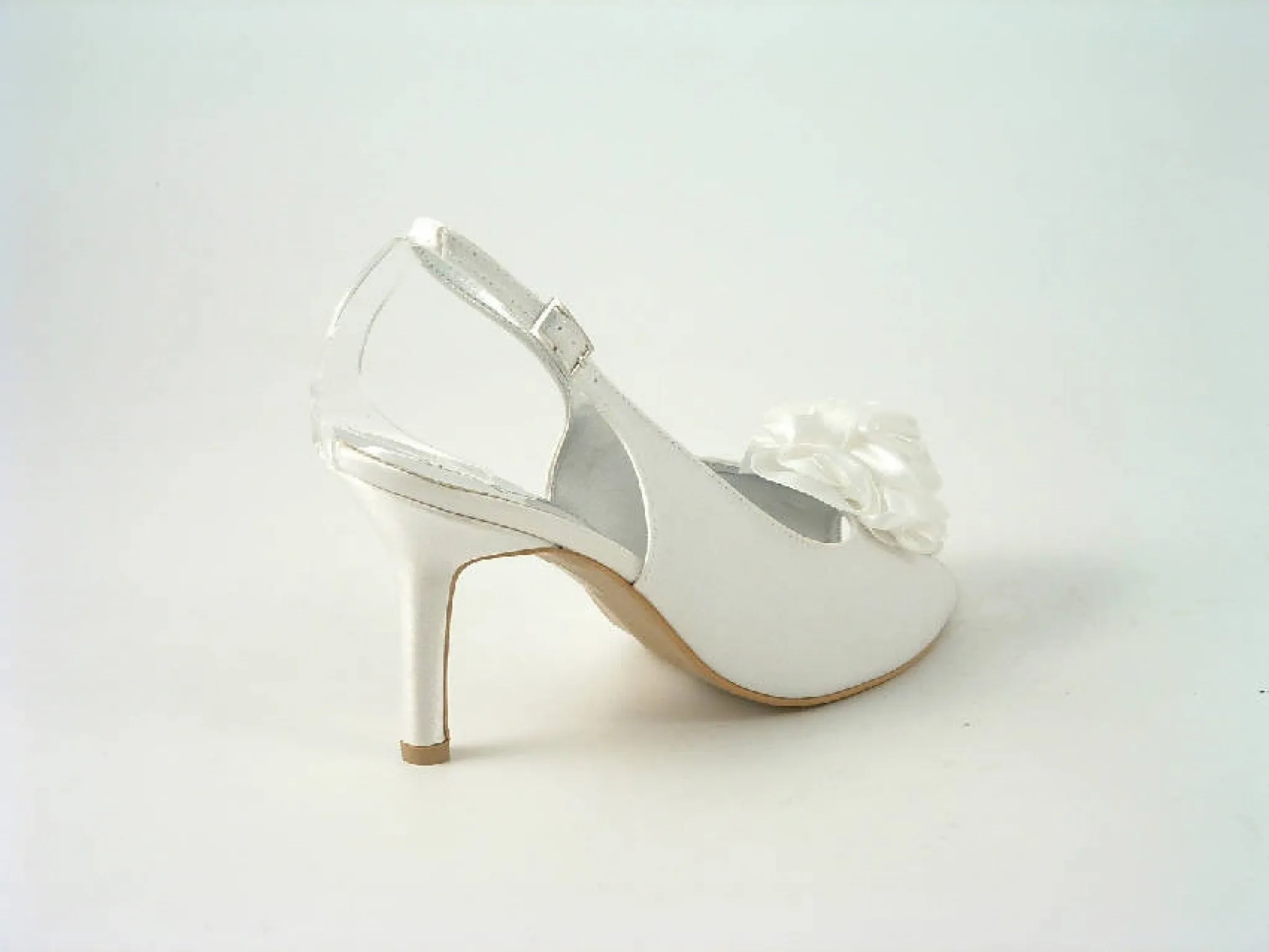 Glitz Shoes Occasions Ivory Satin Peep Toe Slingback