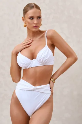 High Tide | White High Waisted Twist Front Bikini Bottoms