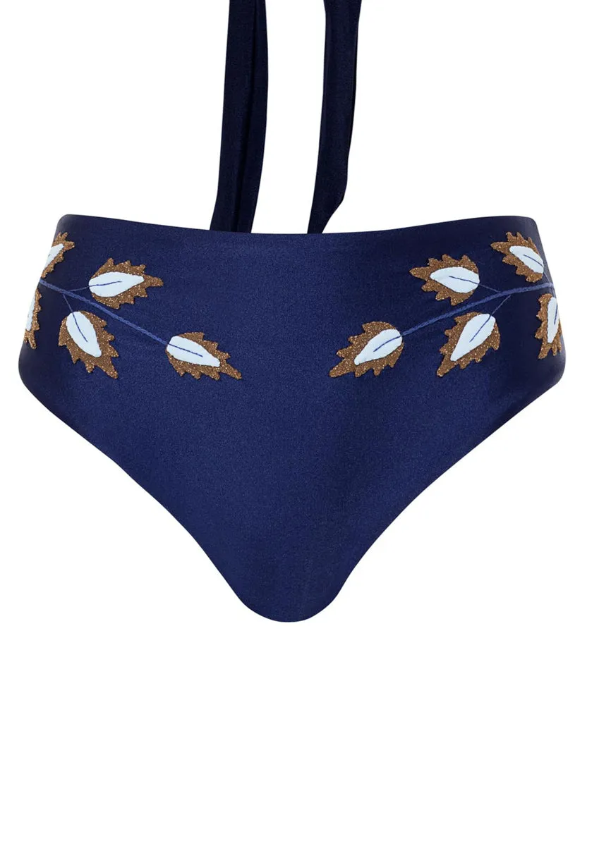 Maaji French Navy Epica High Rise/High Leg Bikini Bottom