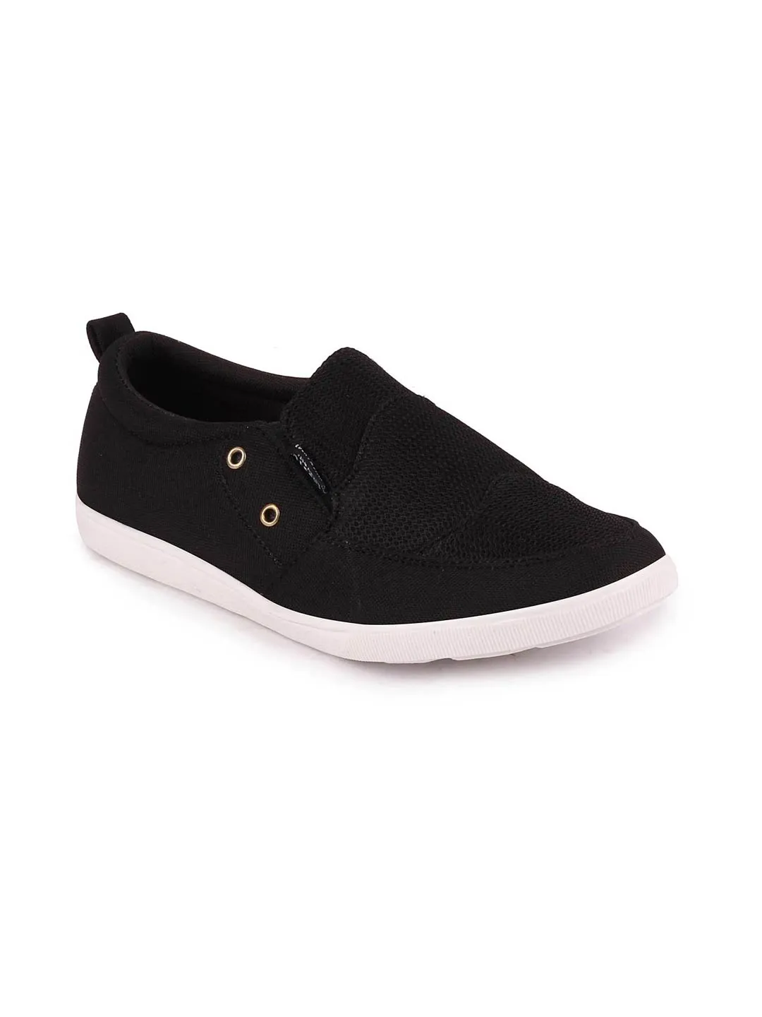 Men Black Casual Canvas Slip-On Loafers