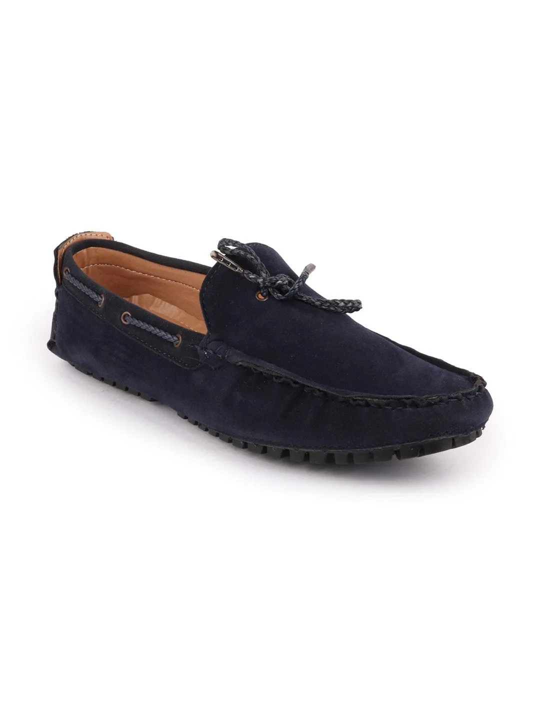 Men Blue Casual Suede Slip-On Loafers