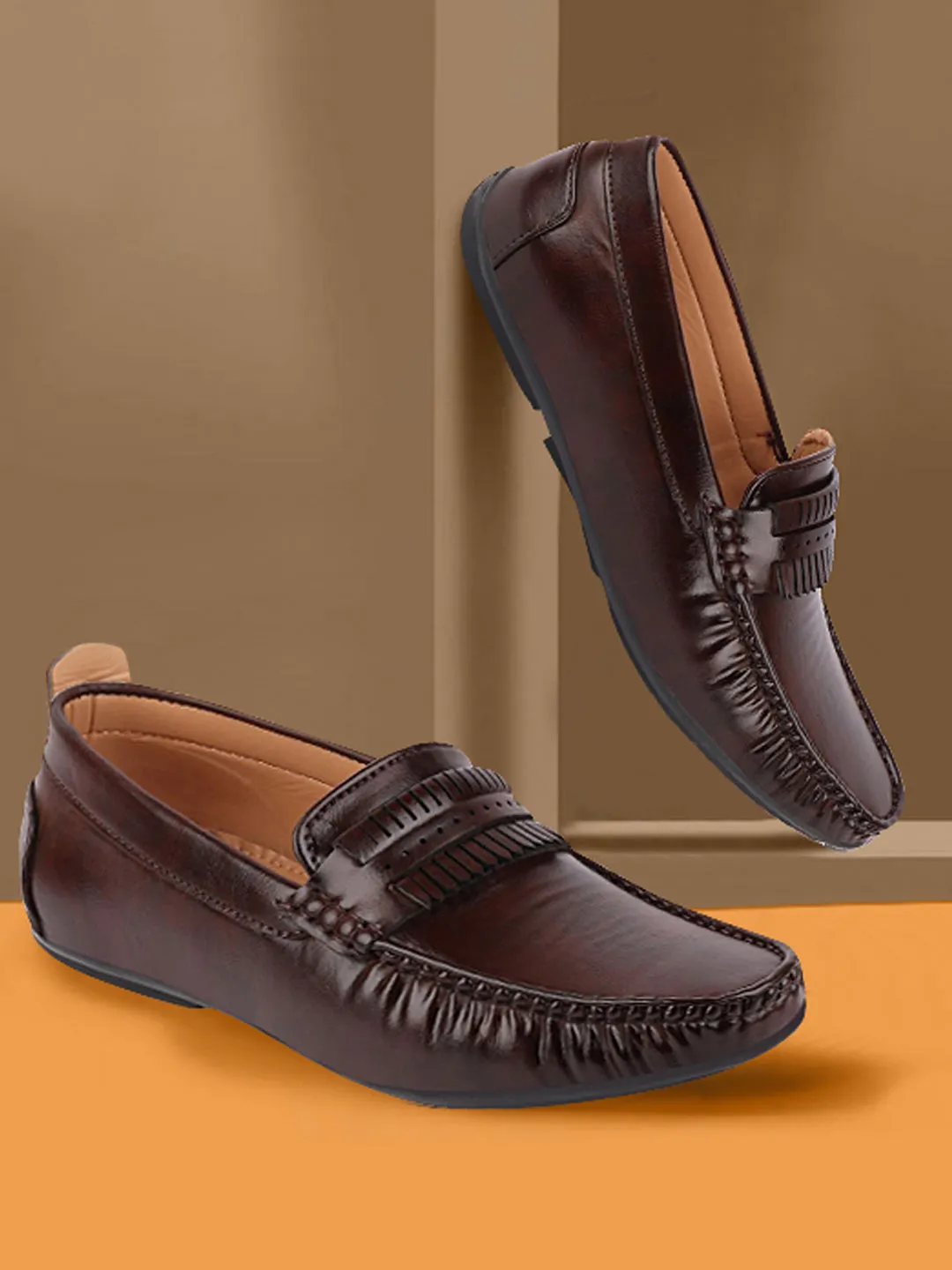 Men Brown Casual Slip-On Loafers