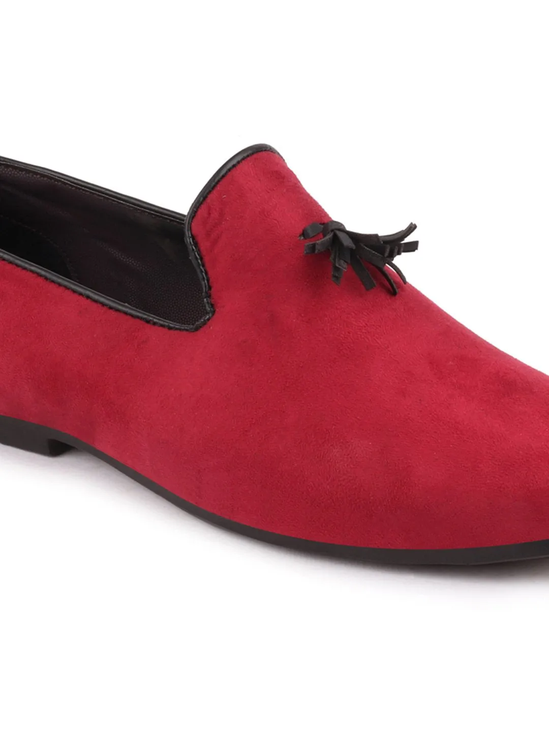 Men Red Casual Velvet Slip-On Loafers