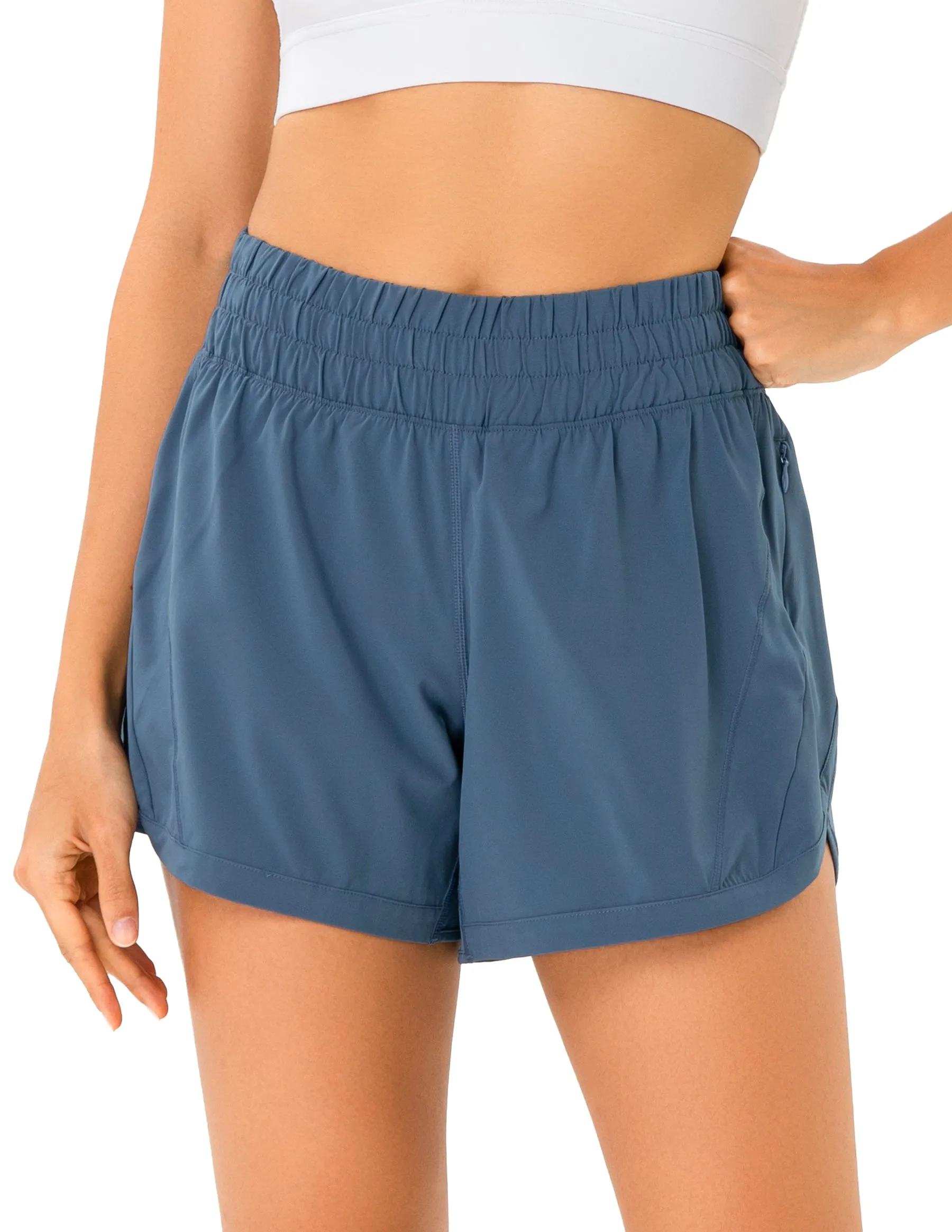 Mid Rise Running Shorts with Mesh Liner