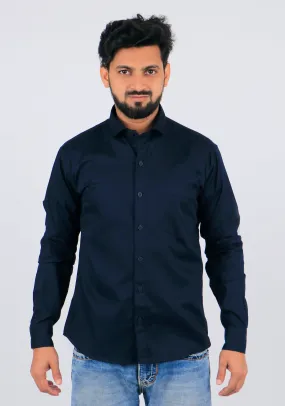 Navy Blue Men Regular Fit Full Sleeves Casual Shirt