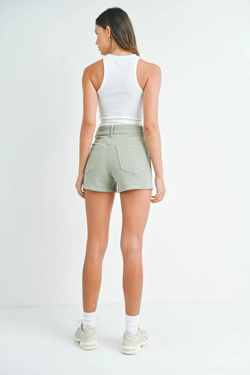 Olive High Rise Shorts