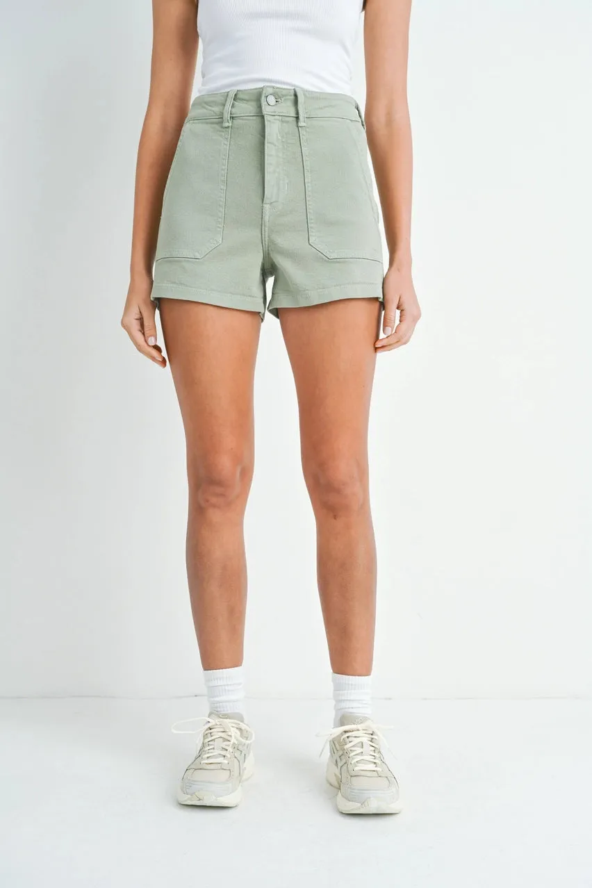 Olive High Rise Shorts