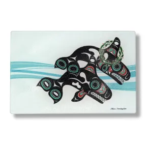 Orcas & Wreath Glass Cutting Board