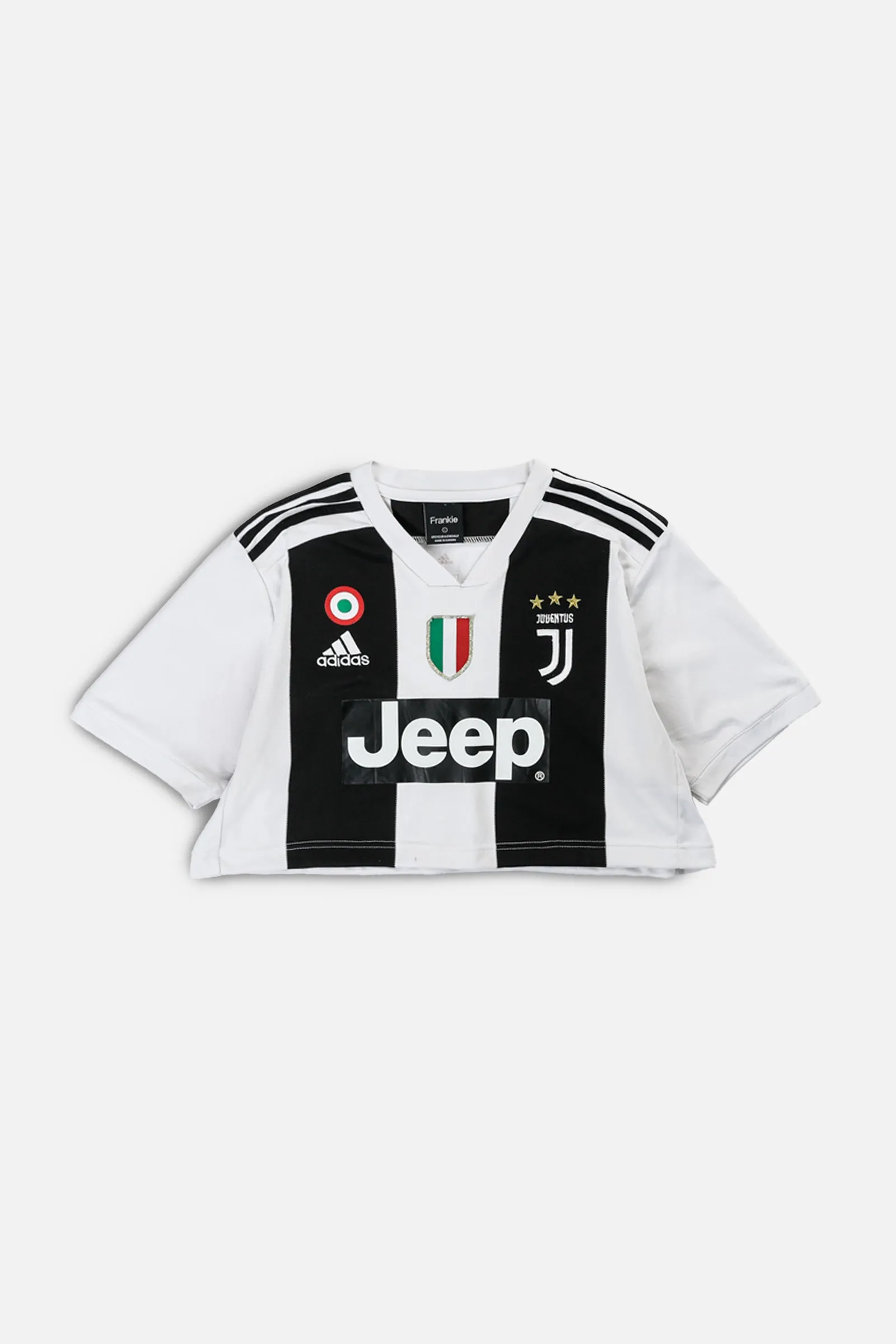 Rework Crop Juventus Soccer Jersey - L