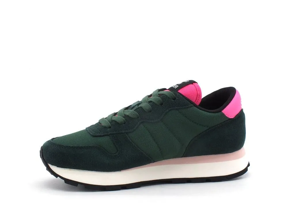 SUN68 Ally Solid Sneaker Running Suede Verde Scuro Z41201