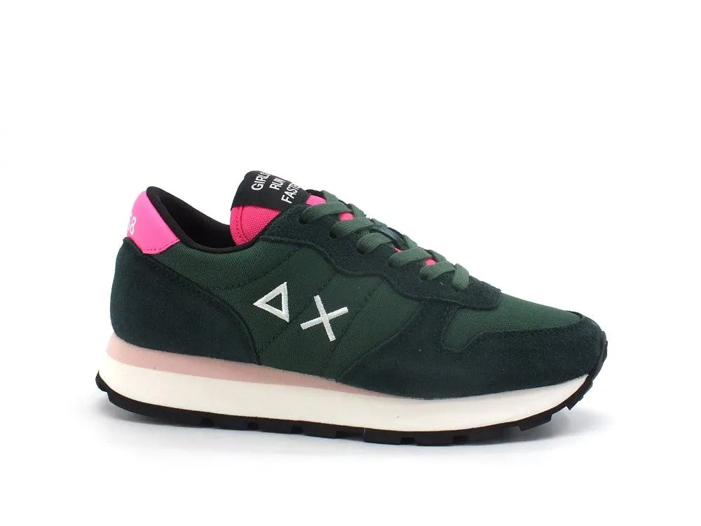 SUN68 Ally Solid Sneaker Running Suede Verde Scuro Z41201