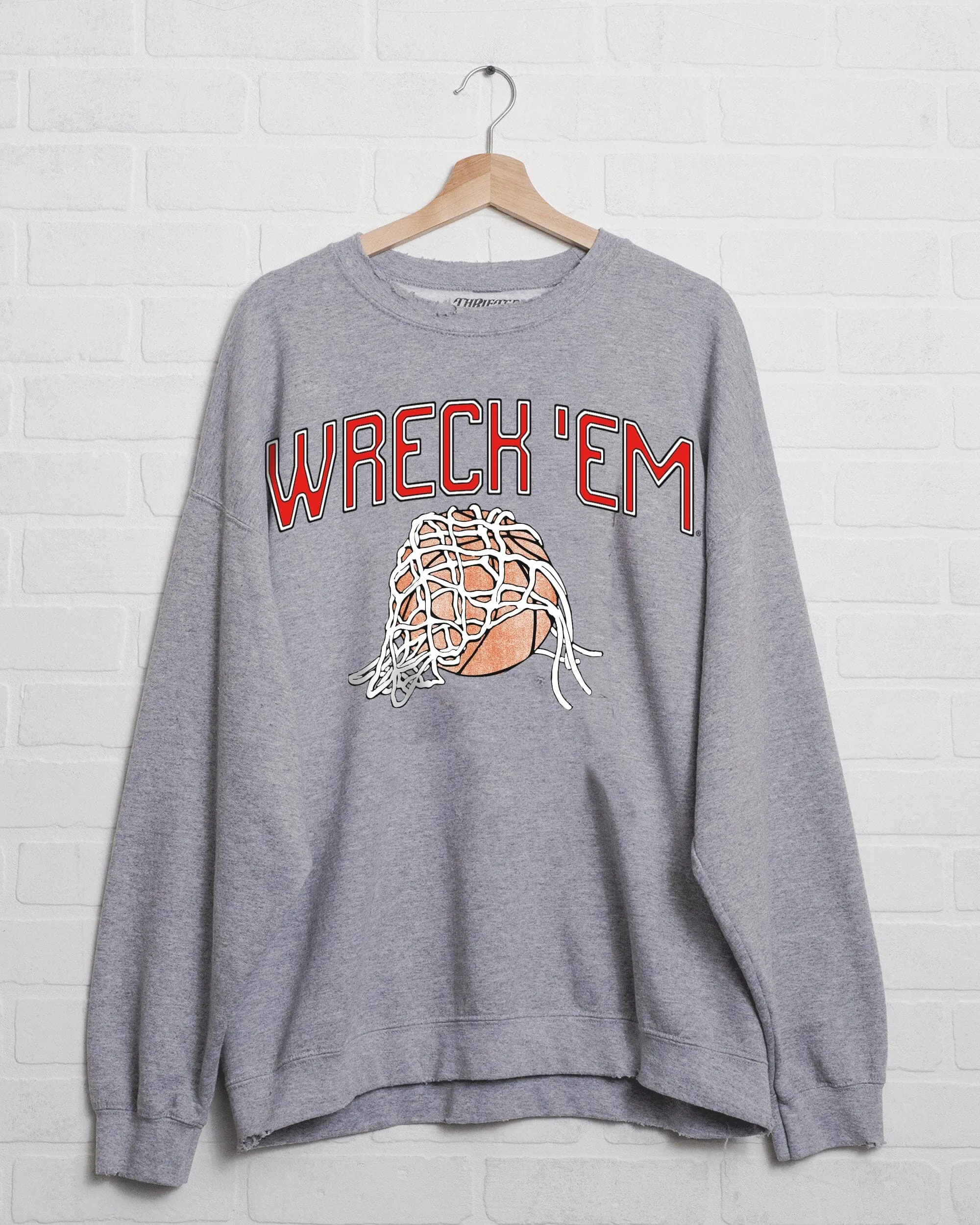 Texas Tech Basketball Fling Puff Ink Gray Thrifted Sweatshirt