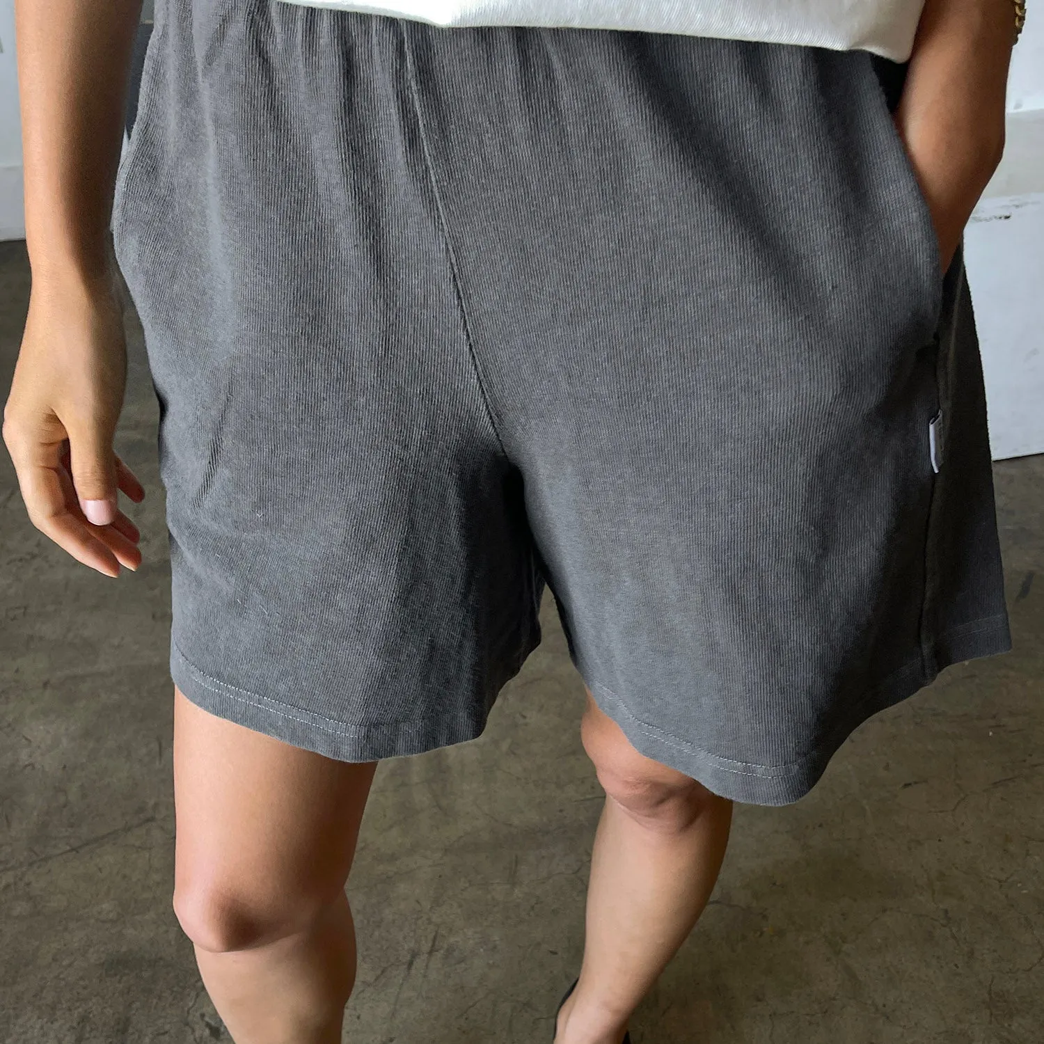 Womens Cotton Flared Basketball Shorts - Coal